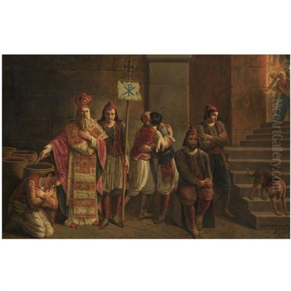 The Last Guardians Of Messolonghi Oil Painting by Joseph Dionysius Odevaere