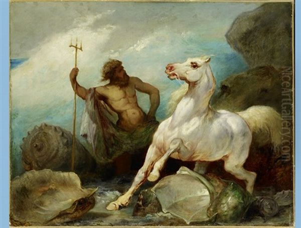 The Creation Of The Horse By Neptune Oil Painting by Edward Alexandre Odier