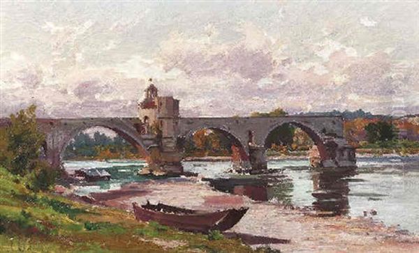 Die Pont St. Benezet In Avignon Oil Painting by Jacques Odier