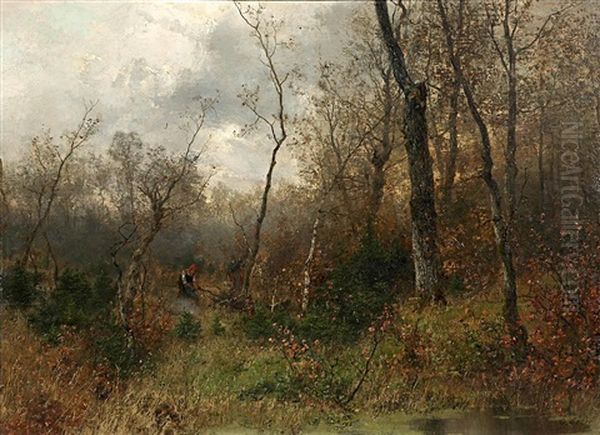 Im Herbstwald Oil Painting by Georg Oeder