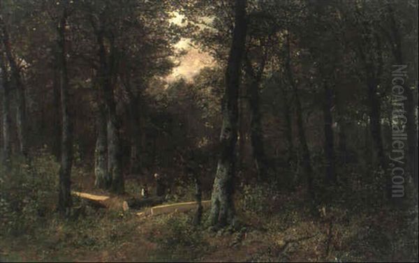 Waldlandschaft Oil Painting by Georg Oeder