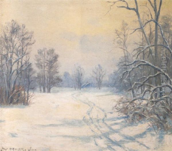 Schneelandschaft Oil Painting by Max Oehler