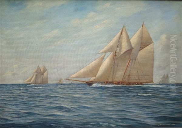 Regate De Classe 3 Dans Les Annees 20 (probablement Les Fameuses Regates De Kiel) Oil Painting by Berthold Oehlwein