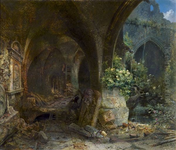 Verwitterter Klosterhof Oil Painting by Ernst Erwin Oehme