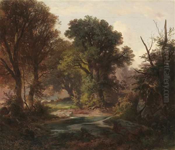 Waldstudie Oil Painting by Ernst Erwin Oehme