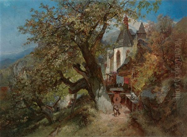 In Der Bergstadt Graupen Oil Painting by Ernst Erwin Oehme