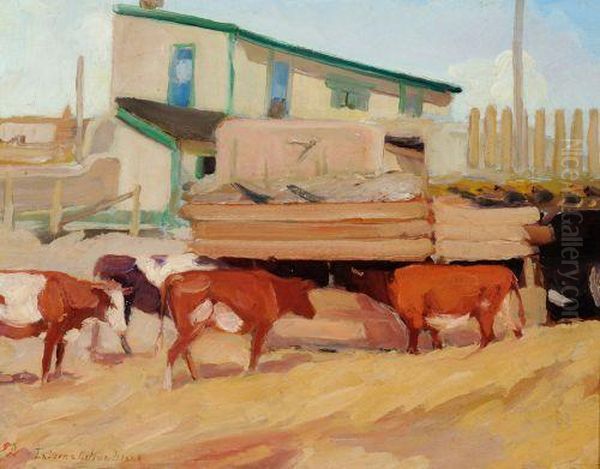 Corral Oil Painting by Laverne Nelson Black