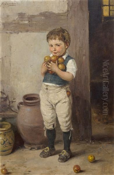 The Apple Thief Oil Painting by Hugo Oehmichen