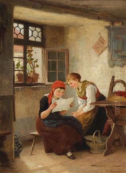 The Love Letter Oil Painting by Hugo Oehmichen