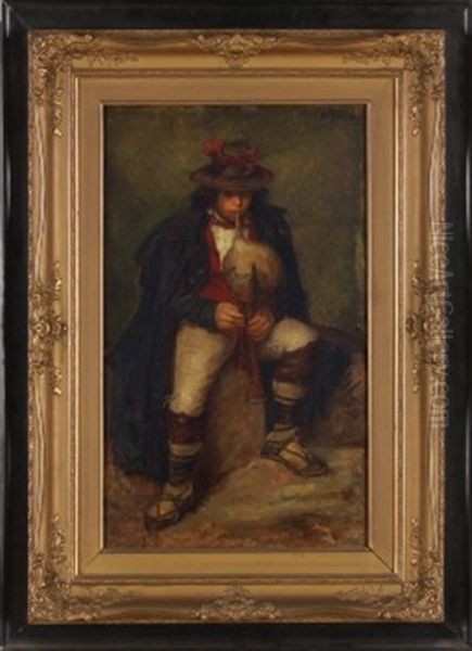 Der Sackpfeifenspieler Oil Painting by Hugo Oehmichen