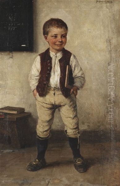 School Boy Oil Painting by Hugo Oehmichen