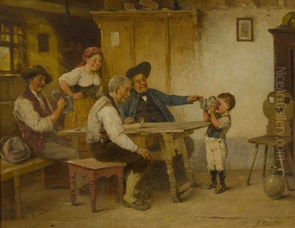 Kleiner Biertrinker Oil Painting by Hugo Oehmichen