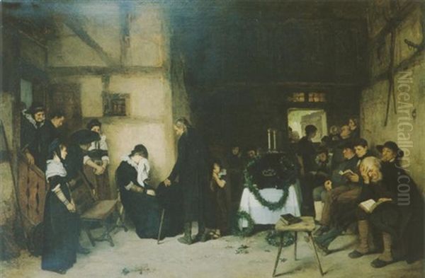 Trauernde Gesellschaft Oil Painting by Hugo Oehmichen