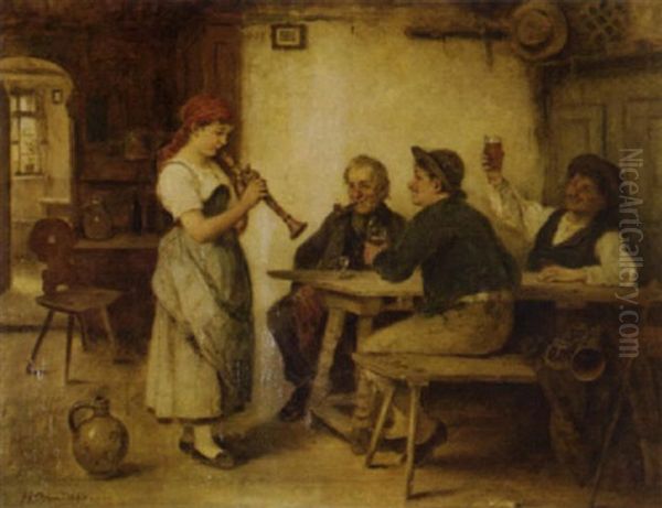 A Pleasant Tune Oil Painting by Hugo Oehmichen