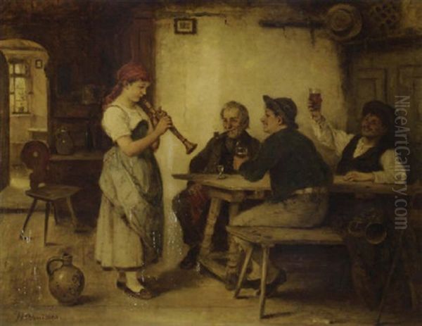 A Pleasant Tune Oil Painting by Hugo Oehmichen