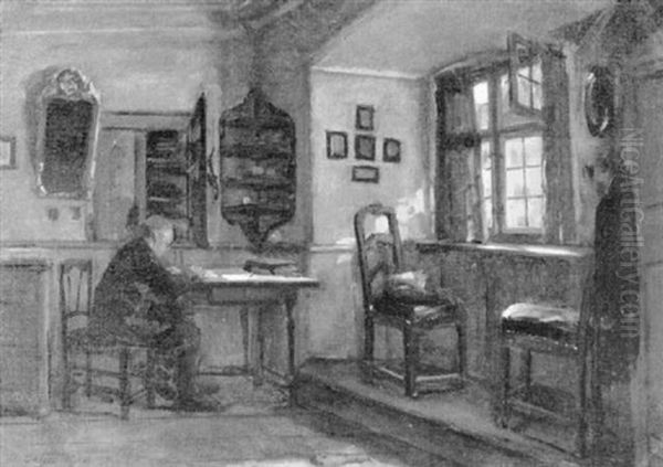 In Der Schreibstube Oil Painting by Hugo Oehmichen