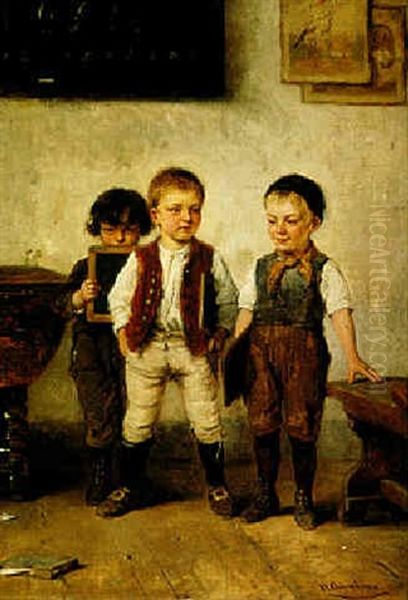 In Der Schulklasse Oil Painting by Hugo Oehmichen