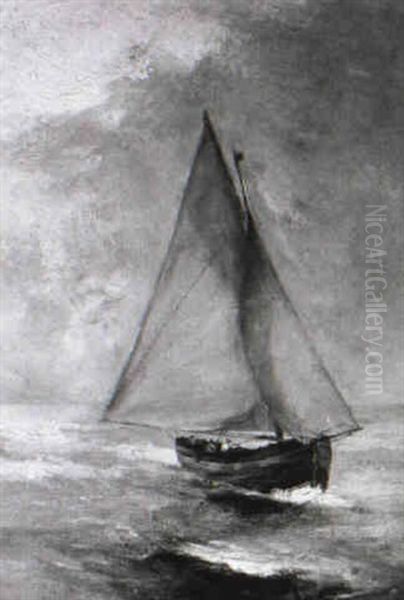 Segelboot Vor Dem Wind Bei Bedecktem Himmel Oil Painting by Hugo Oehmichen