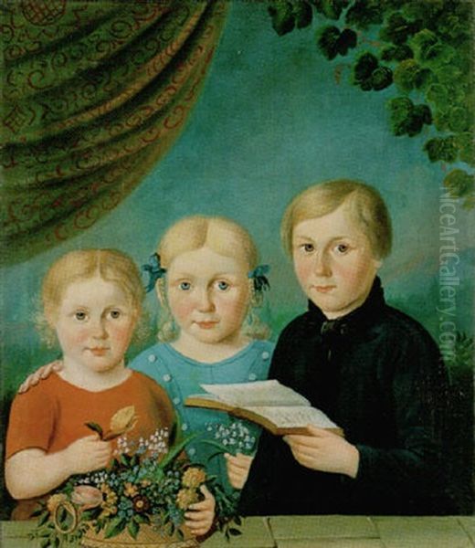 Die Kinder Von Weiland, Pastor Fischer Zu Oberfrankenhain Oil Painting by W. Oelbke