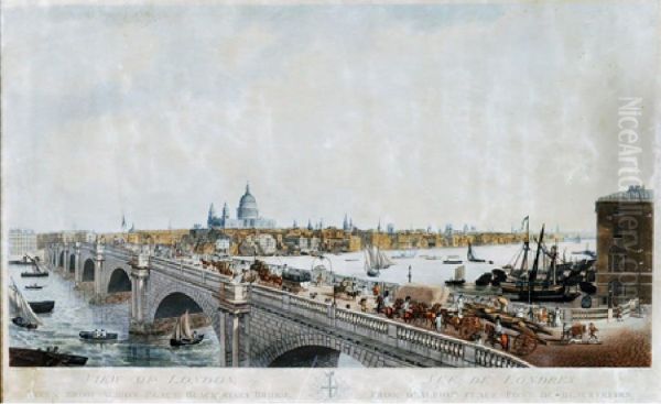 View Of London, Taken From Albion Place, Blackfriars Bridge Oil Painting by N. R. Black