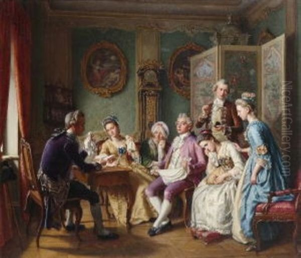 Vor Hundert Jahren - Eine Vorlesung Der Leiden Des Jungen Werther Oil Painting by Theobald Freiherr von Oer