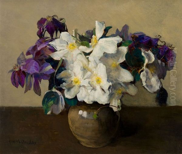 Flowers In A Vase Oil Painting by Frans David Oerder