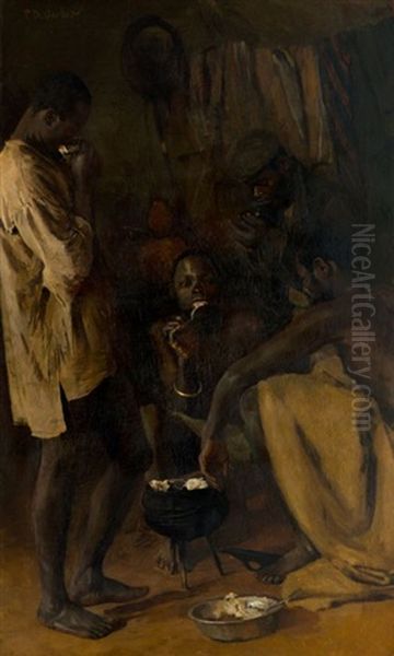 Om Die Pap Pot Oil Painting by Frans David Oerder