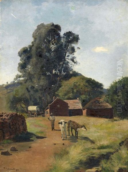 Transvaal Farm Scene Oil Painting by Frans David Oerder