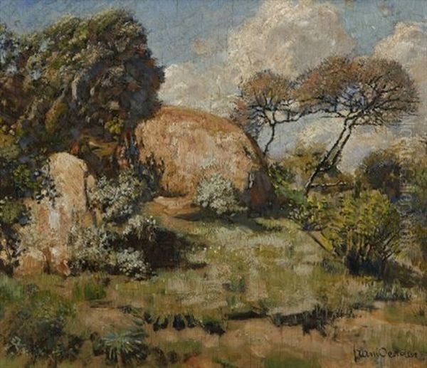 Landscape With Shrubs And Rocks Oil Painting by Frans David Oerder