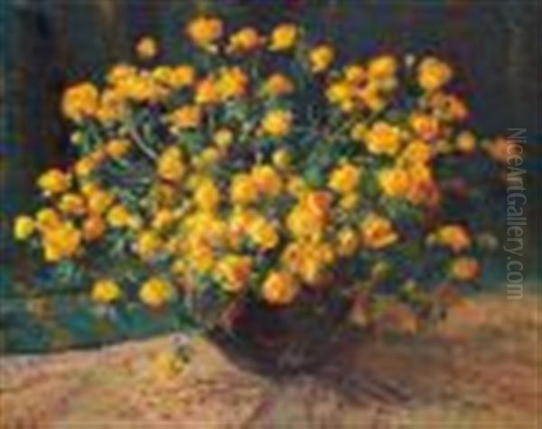 Still Life With Ranunculus Oil Painting by Frans David Oerder