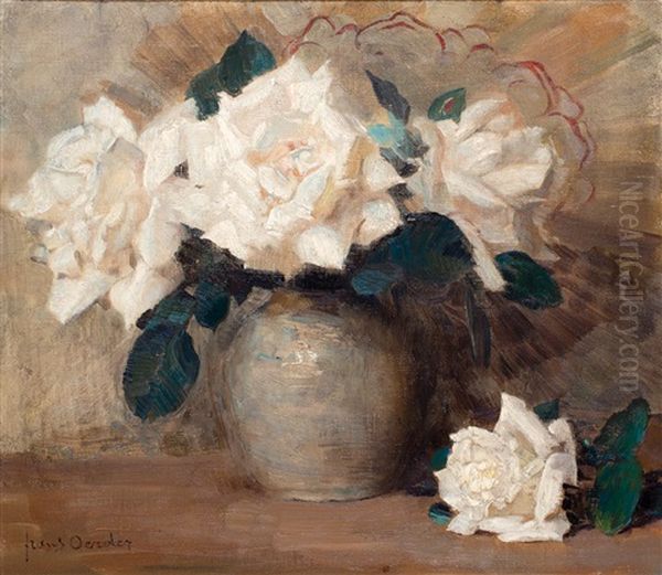 Witte Rozen Oil Painting by Frans David Oerder