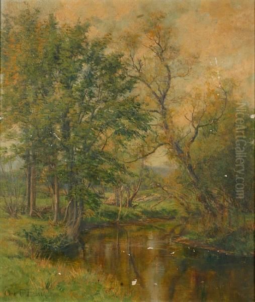 Summer River Landscape Oil Painting by Olive Parker Black