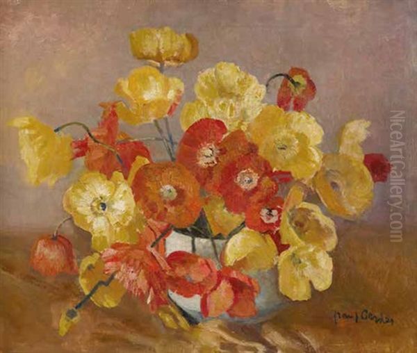 Poppies In A Vase Oil Painting by Frans David Oerder