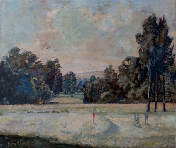 Golfers Oil Painting by Frans David Oerder