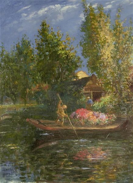 The Flower Boat Oil Painting by Frans David Oerder