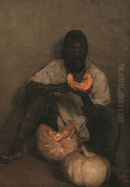 Pampoene Afskil (peeling Pumpkins) Oil Painting by Frans David Oerder