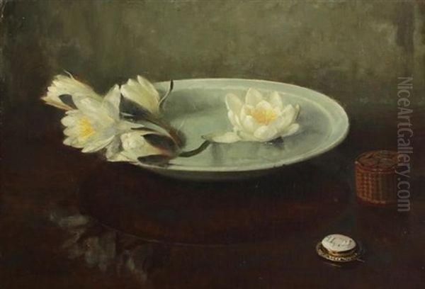 Still Life With Water Lilies Oil Painting by Frans David Oerder