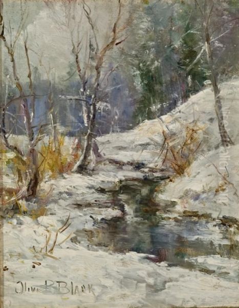 Woodland Snow Oil Painting by Olive Parker Black