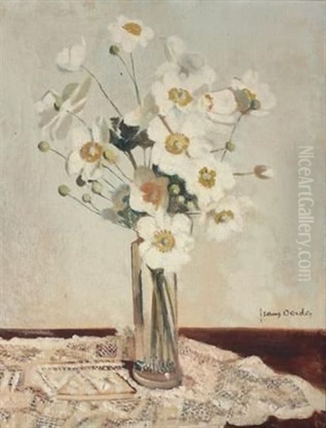 Bawl Of White Cosmos Oil Painting by Frans David Oerder