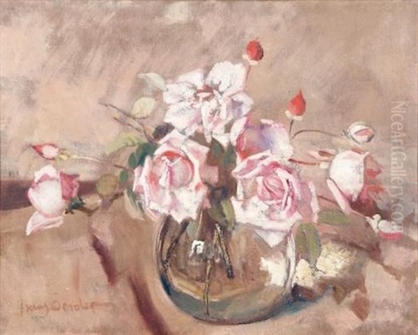 Still Life With Roses Oil Painting by Frans David Oerder