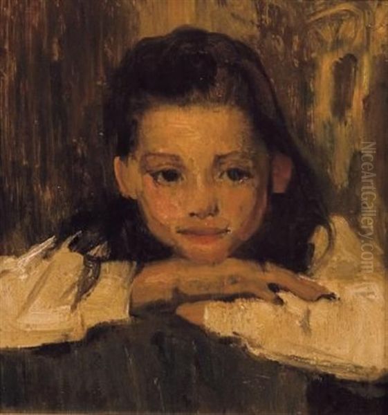 Daydreaming Young Girl Oil Painting by Frans David Oerder