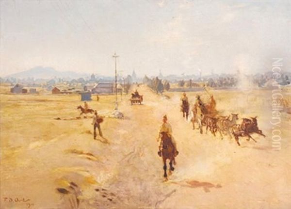 Provision Wagon Leaving Pretoria Oil Painting by Frans David Oerder