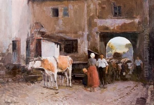 Going To The Market Oil Painting by Frans David Oerder