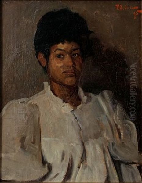 Woman In A White Blouse Oil Painting by Frans David Oerder