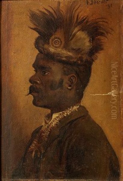 Portrait Of A Man With Feathered Headdress by Frans David Oerder