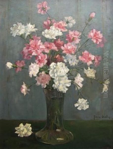 Pink And White Carnations Oil Painting by Frans David Oerder