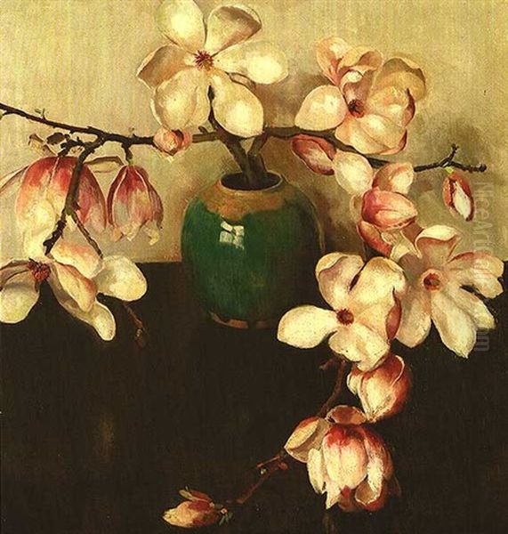 Magnolias Oil Painting by Frans David Oerder