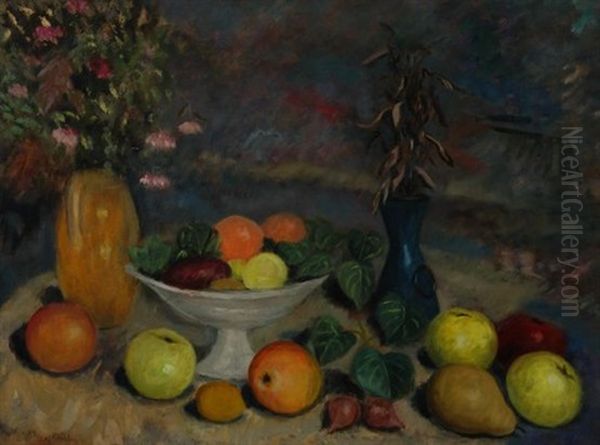 Still Life With Flowers And Fruit Oil Painting by Frans David Oerder