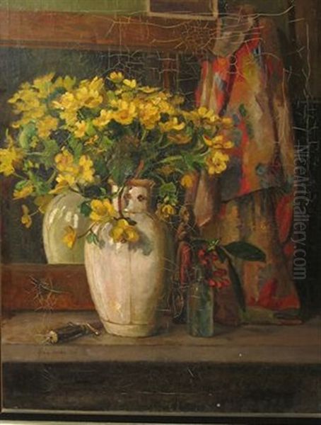 Still Life With Yellow Flowers Oil Painting by Frans David Oerder