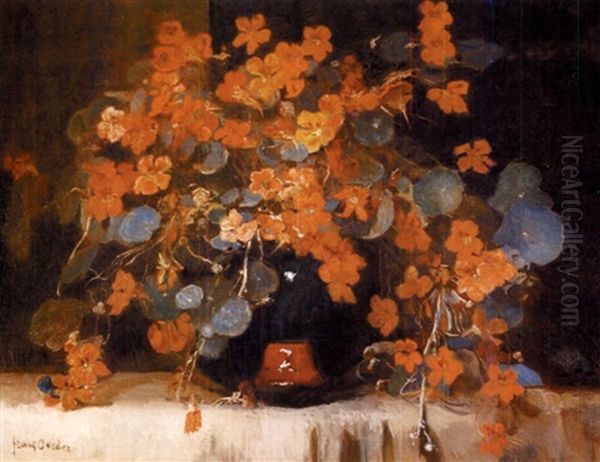 Still Life With Nasturtiums Oil Painting by Frans David Oerder